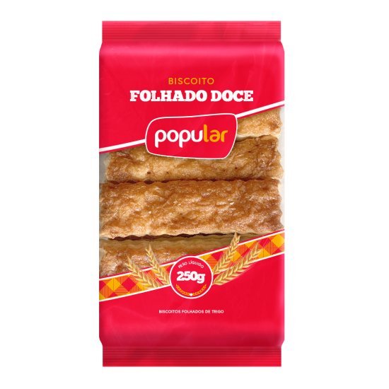 POPULAR BISC FOLHEADO DOCE 12X250GR