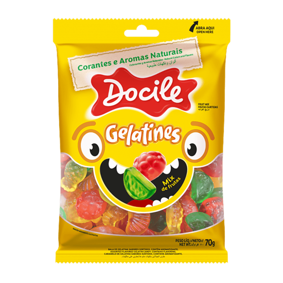 DOCILE GELATINES MIX FRUTAS NATURAIS 12X70 GR