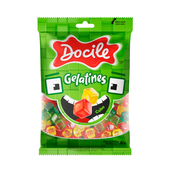 DOCILE GELATINES CUBO SORTIDO 12X80 GR