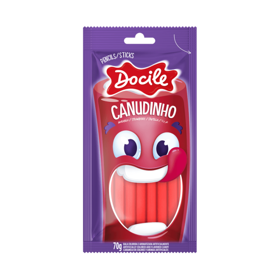 DOCILE GELATINES CANUDINHO MORANGO 12X70 GR