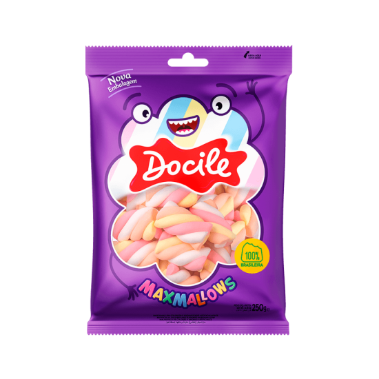 DOCILE MARSHM. MORANGO TWIST COLOR 2 PACOTAO 12X250 GR