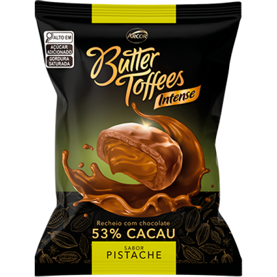 ARCOR BALA BUTTER TOFFEES INTENSE 53% PISTACHE 30X90 GR